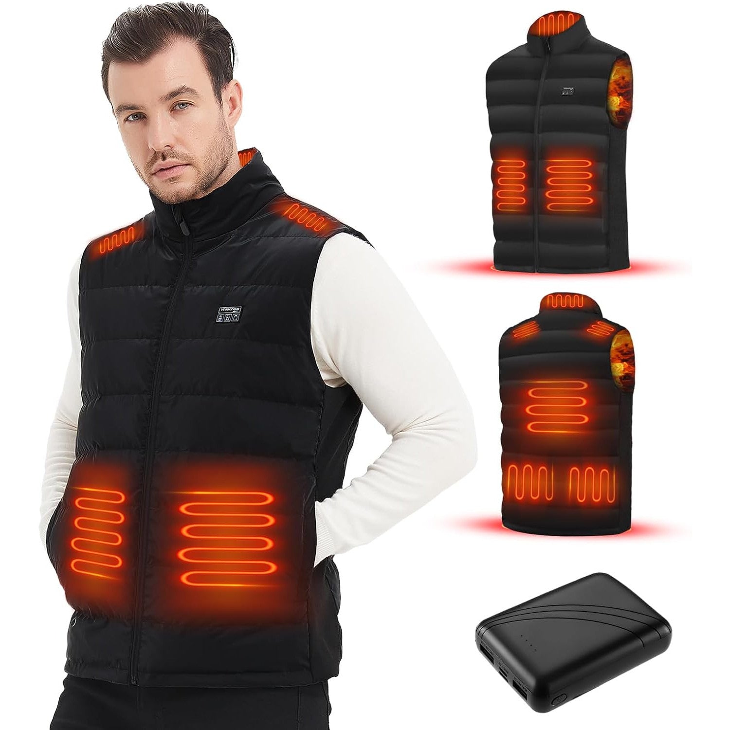 Heated Down Vest for Men and Women – 8 Zones, 10,000 mAh Battery, 90% Down Fill